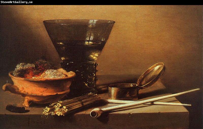Petrus Christus Still Life with Wine and Smoking Implements